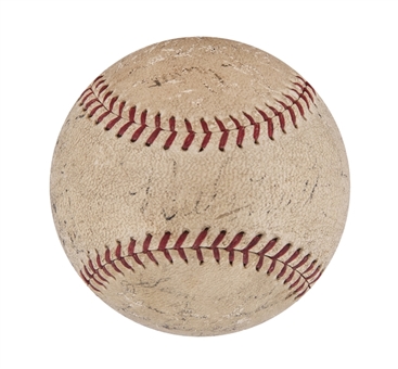 1934 New York Yankees Team Signed OAL Harridge Baseball With 25 Signatures Including Ruth & Gehrig (Beckett)